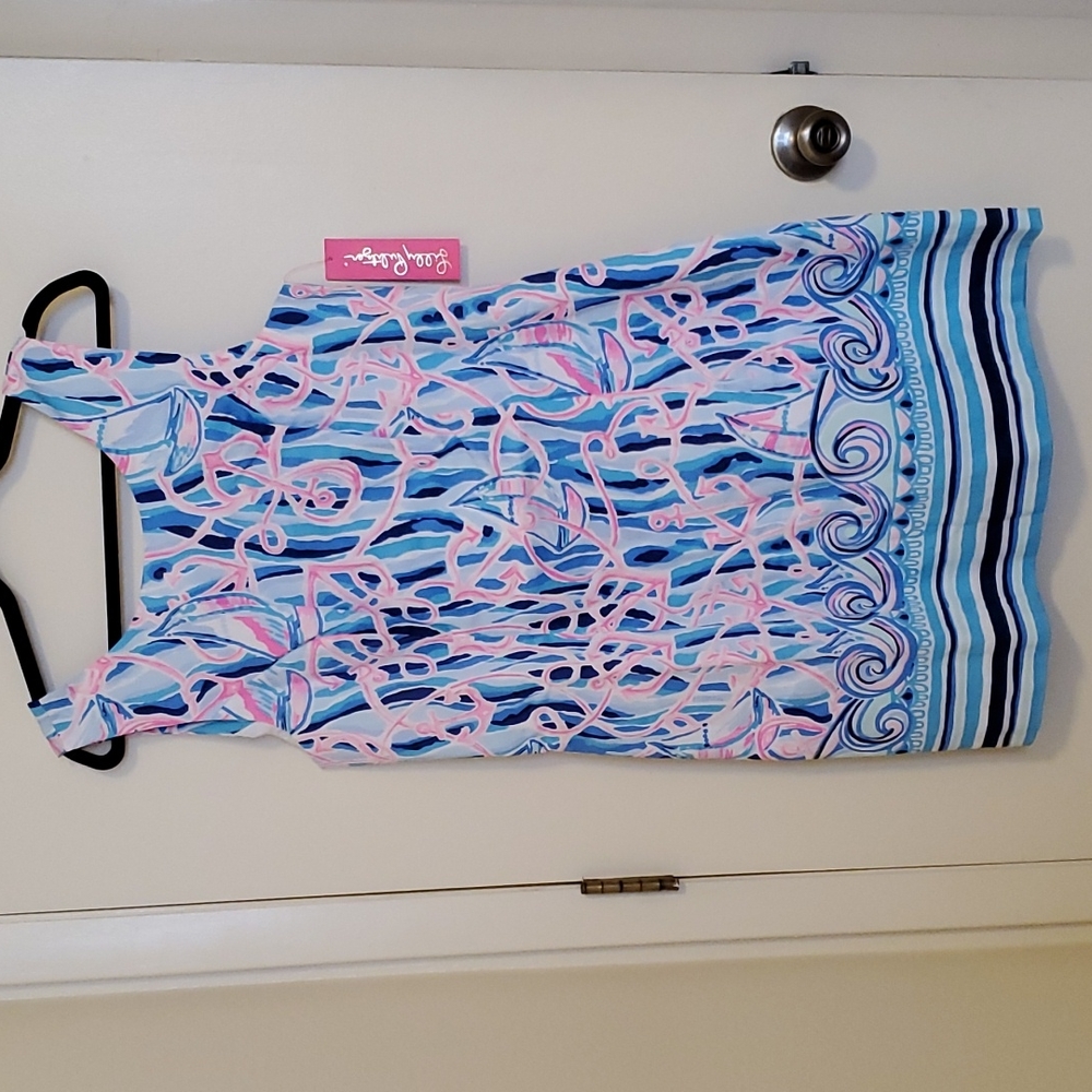 Lilly Pulitzer Pink & Blue Printed Sleeveless Shift Dress